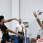 FD Friars Noah Diaz sends the ball over the net with a spike early in the game. (Photo by Michael Blas)
