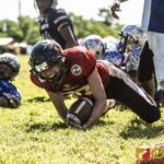 Faha Outlaws Josiah Quintanilla reacts after powering through the Southern Cowboys defense. (photo by Bout It Productions)