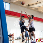 FBLG Hawks Calen Bongabong with a floater while St. Paul Warriors Xander Sanchez contests. (Photo by Michael Blas)