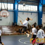 Jose Rios Voyagers Franklin Nenete leaps up high to spike a set ball from his teammate. (Photo by Michael Blas)