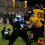 The Father Duenas Friars & The Simon Sanchez Sharks meet in the 2019 IIAAG High School Football Semifinals on Oct. 18, 2019. (photo by Bout It Productions).