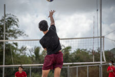 The St. John's Knights took on FD's Gold Team Saturday in a busy day of action at the GFA Sand Courts in Harmon. (photo by Raine Delos Reyes)