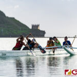 Guam Women's Va'a Team sail out at Matapang Beach in preparation for the 2019 Pacific Games Samoa. (Photo by Michael Blas)