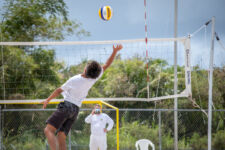 The St. John's Knights took on FD's Gold Team Saturday in a busy day of action at the GFA Sand Courts in Harmon. (photo by Raine Delos Reyes)
