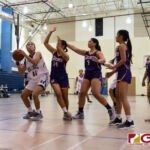 Okkodo Bulldogs Anjanette Ponce grabs a rebound and springs up for a shot at the bucket. (Photo by Michael Blas)