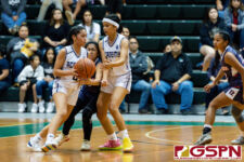 Academy Cougar Cori-Nicole Paulino utilizes the screen to lose Okkodo Bulldog Vanezza Gustilo. (Photo by Michael Blas)