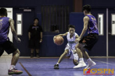 Southern High Dolphins B. Cruz stutter steps past Gw Geckos R. Macias ( photo by Bout It Productions )