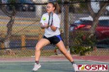 The High School Girls Tennis Doubles finished quarterfinals play late Tuesday afternoon, March 3, 2020, at Tamuning courts. (Photo by Michael Blas)