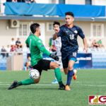 Philippines Patrick Reichelt passes Guam Matao Goalkeeper Dallas Jeffrey Jaye and walks the ball in for a goal. (Photo by Michael Blas)
