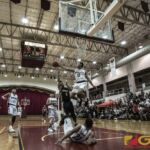 St. Paul Warriors Xander Sanchez denies the shot from BMS Roadrunner Ashley Manipon (photo by Bout It Productions)
