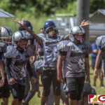 Guam Raiders David Elisha Parker celebrates after securing the fumble from the Island Broncos offense. (photo by Bout It Productions)