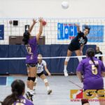 AOLG Cougar's Ravyn Benavente spikes a fast one down to the GW Geckos' side of the net. (Photo by Michael Blas)