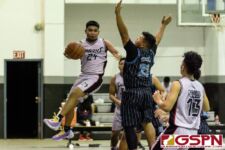 Sanchez Shark Isaiah Malig draws the defense and dishes the ball out to Nathaniel Carreon. (Photo by Michael Blas)