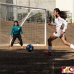 St. John's Knights Yasmeen Lopez chases a through ball in hopes for a shot at goal. (Photo by Michael Blas)