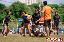 The GW Geckos faced off against the Sanchez Sharks Saturday afternoon at GW Field in the 2020 ISA Girls Rugby League. (Photo by Michael Blas)
