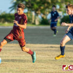 The Harvest Christian Academy Eagles defeated the Father Duenas Friars in the 2018 IIAAG high school boys soccer game Monday afternoon at Leo Palace. (Photo by Michael Blas)