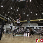 Fd Friars Aidan Mcdonald does what he does best and sends one across the net. (photo by Bout It Productions)
