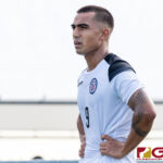 Guam Matao Forward Marcus Lopez prepares for a corner kick midway into the second half of the game. (Photo by Michael Blas)