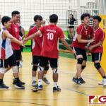 The St. John's Knights celebrate as they get closer to a win over the JFK Islanders. (Photo by Michael Blas)