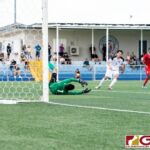 Maldives Forward Ibrahim Mahudhee scores past Guam Matao Goalkeeper Dallas Jeffrey Jaye for the only goal of the game. (Photo by Michael Blas)