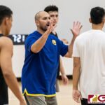 The Guam Men's National Basketball Team run a drill at practice in preparation for the Pacific Games Samoa. (Photo by Michael Blas)