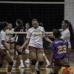 The GW Geckos team congratulate Ciarra Martinez for the blocked shot. (photo by Bout It Productions)