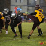 The Father Duenas Friars & The Simon Sanchez Sharks meet in the 2019 IIAAG High School Football Semifinals on Oct. 18, 2019. (photo by Bout It Productions).